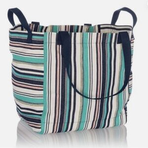 Thirty-One Striped Tote Bag - Blue, Black, White